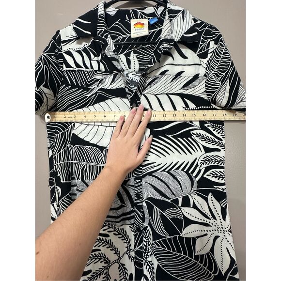 Farm Rio Black & White Button Up Adonidia Shirtdress Women's Medium Petite - Picture 7 of 11